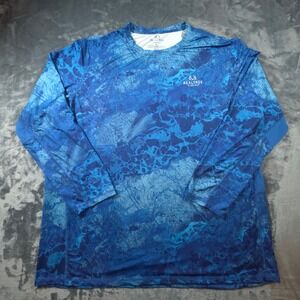 Realtree Fishing Mens 3XL Blue Camo Long Sleeve Performance Shirt UPF Mesh